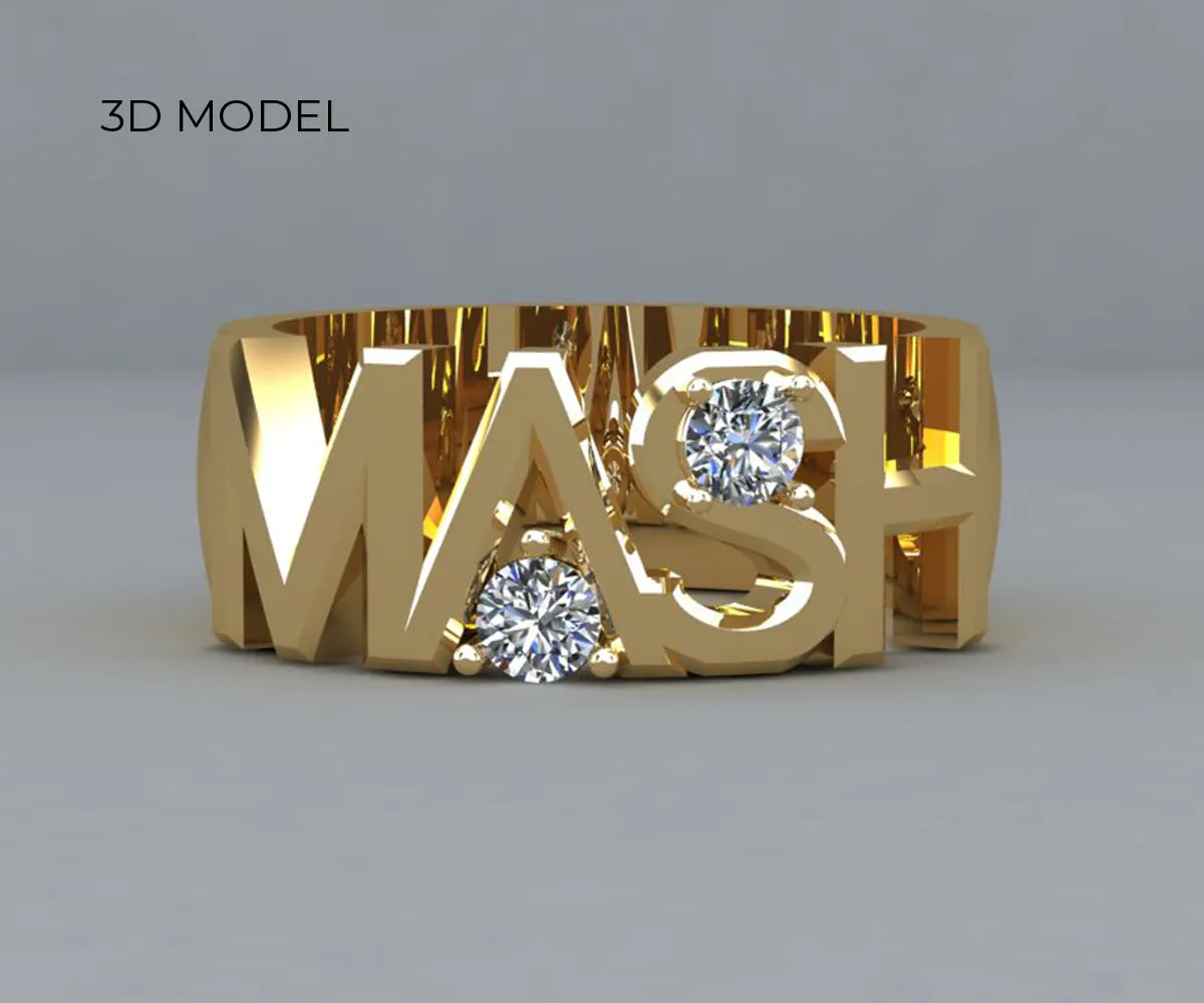 Name Cut Out Diamond Gold Ring