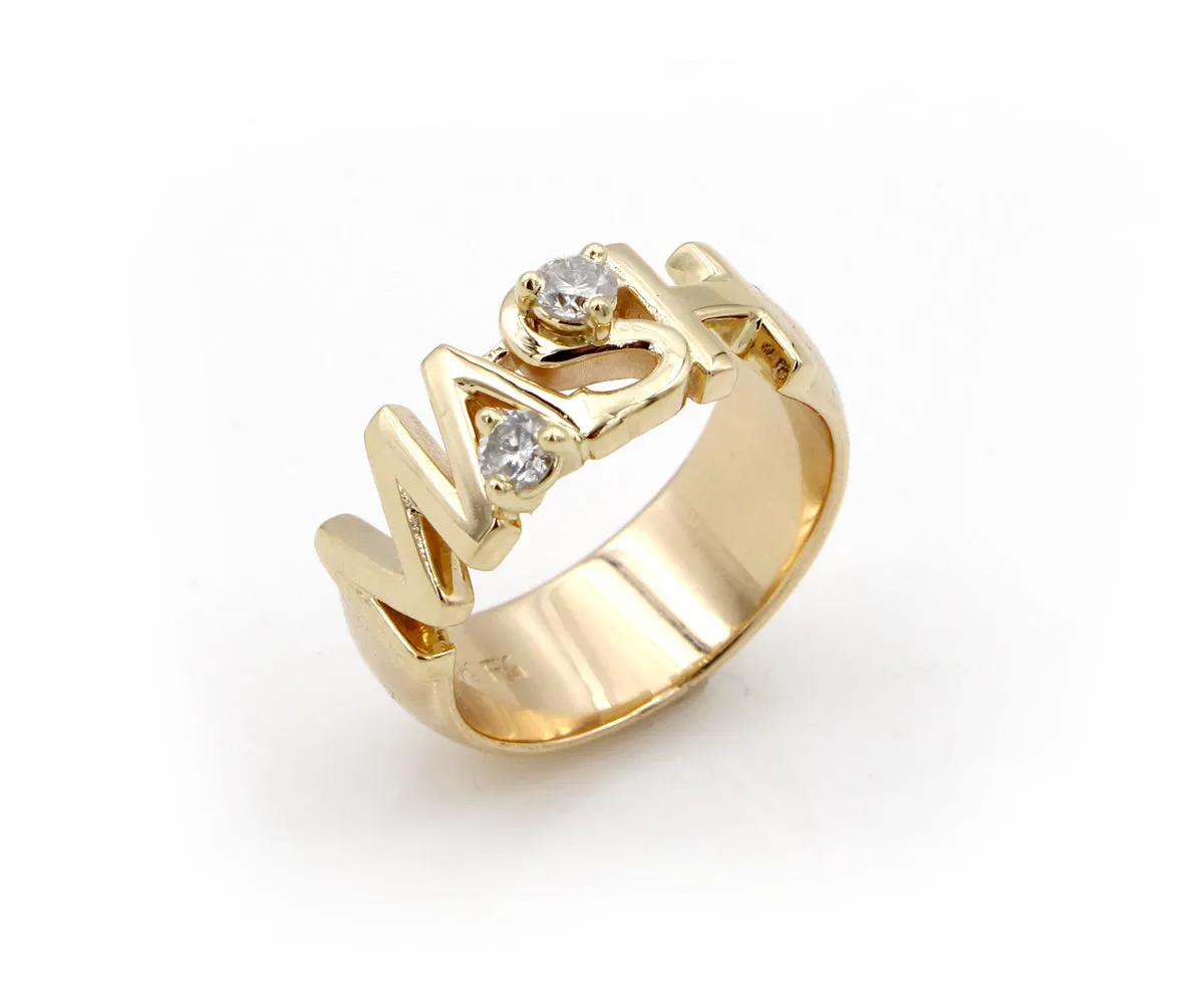 Name Cut Out Diamond Gold Ring
