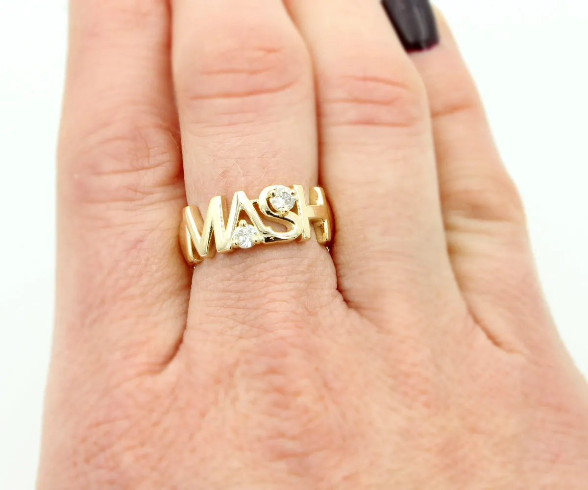 Name Cut Out Diamond Gold Ring