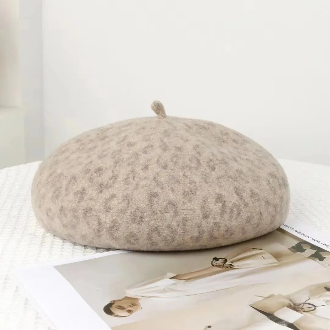 New Fun, Warm, and Elegant Leopard Print Berets in 4 colors. Top quality fashion design. 10" across at crown.