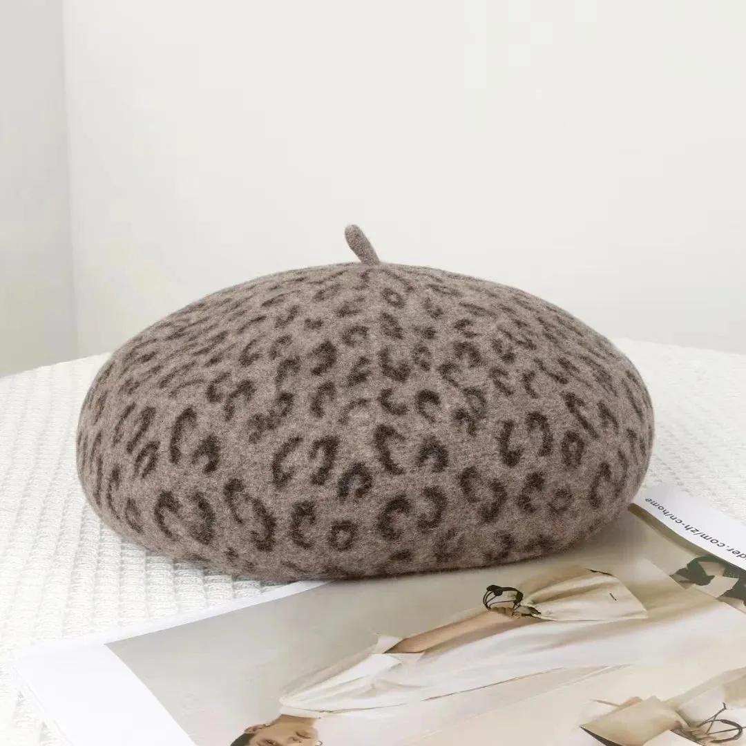 New Fun, Warm, and Elegant Leopard Print Berets in 4 colors. Top quality fashion design. 10" across at crown.