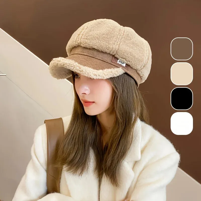 New Lamb Hair Octagonal Hat