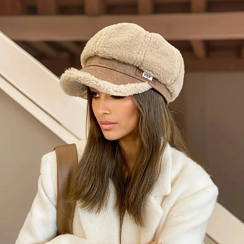 New Lamb Hair Octagonal Hat