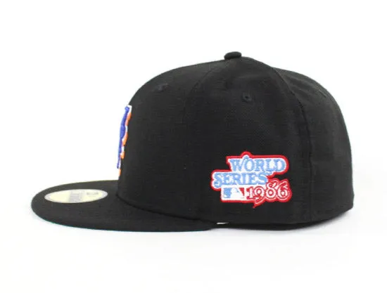 New York Mets 1986 World Series 59Fifty New Era Fitted Hats (Black Green Under Brim)
