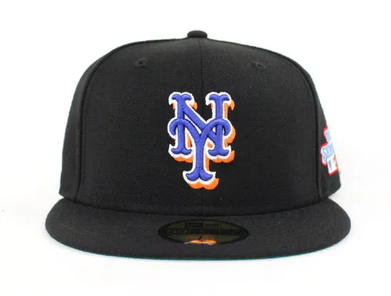 New York Mets 1986 World Series 59Fifty New Era Fitted Hats (Black Green Under Brim)