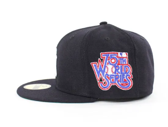New York Yankees 1975 World Series 59Fifty New Era Fitted Hats (Navy Green Under Brim)