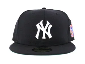 New York Yankees 1975 World Series 59Fifty New Era Fitted Hats (Navy Green Under Brim)