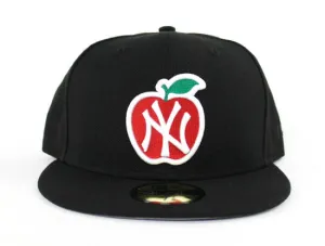 New York Yankees New Era 59Fifty Fitted Hat (Big Apple Black Gray Under Brim)