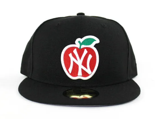 New York Yankees New Era 59Fifty Fitted Hat (Big Apple Black Gray Under Brim)