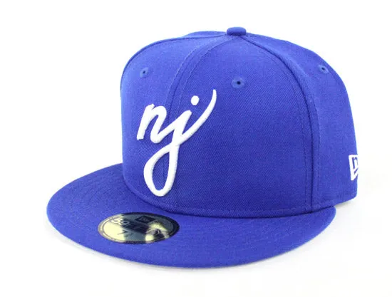 NJ Script New Era 59Fifty Fitted Hats (Blue Gray Under Brim)