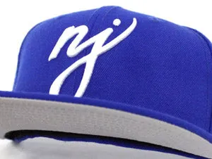 NJ Script New Era 59Fifty Fitted Hats (Blue Gray Under Brim)