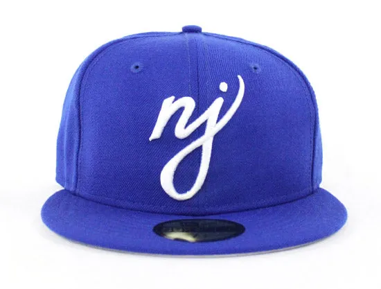 NJ Script New Era 59Fifty Fitted Hats (Blue Gray Under Brim)
