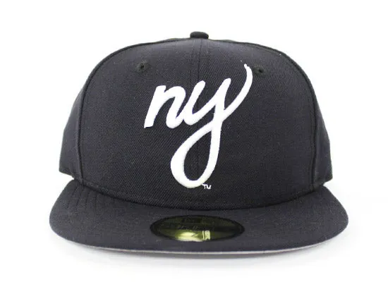 NY Script New Era 59Fifty Fitted Hats (Navy Gray Under Brim)