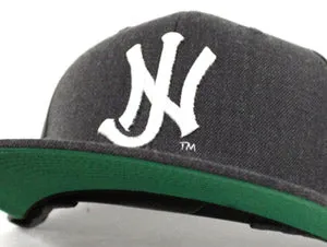 Old School NJ Snapback Hat (Dark Gray White Green Under brim)