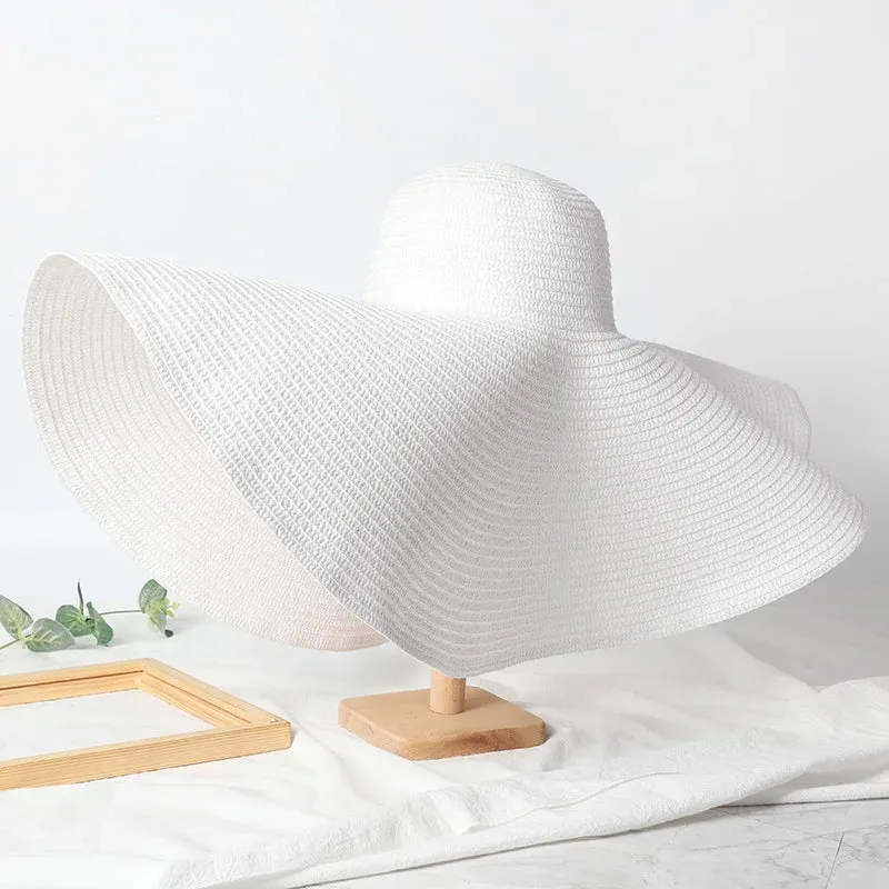 Oversized  Wide Brim Straw Hat UV Protection Floppy Foldable