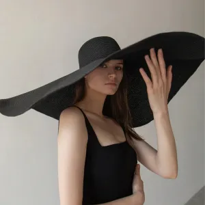 Oversized  Wide Brim Straw Hat UV Protection Floppy Foldable