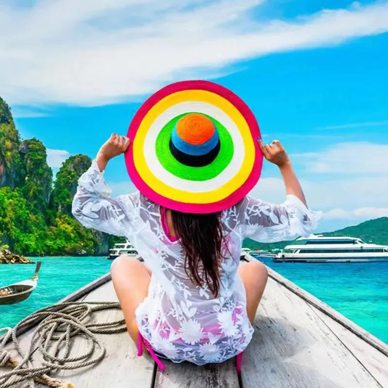 Oversized  Wide Brim Straw Hat UV Protection Floppy Foldable