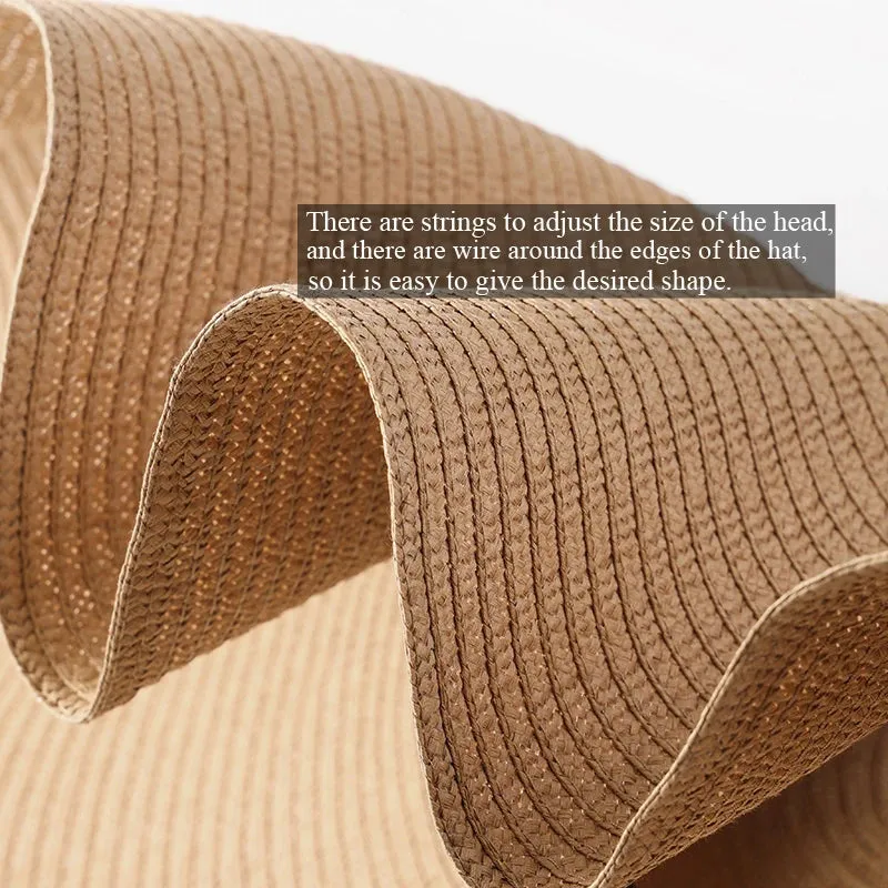 Oversized  Wide Brim Straw Hat UV Protection Floppy Foldable