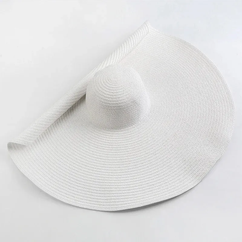 Oversized  Wide Brim Straw Hat UV Protection Floppy Foldable