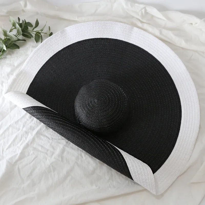 Oversized  Wide Brim Straw Hat UV Protection Floppy Foldable