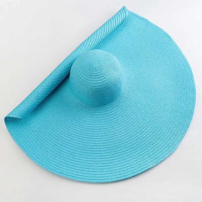 Oversized  Wide Brim Straw Hat UV Protection Floppy Foldable