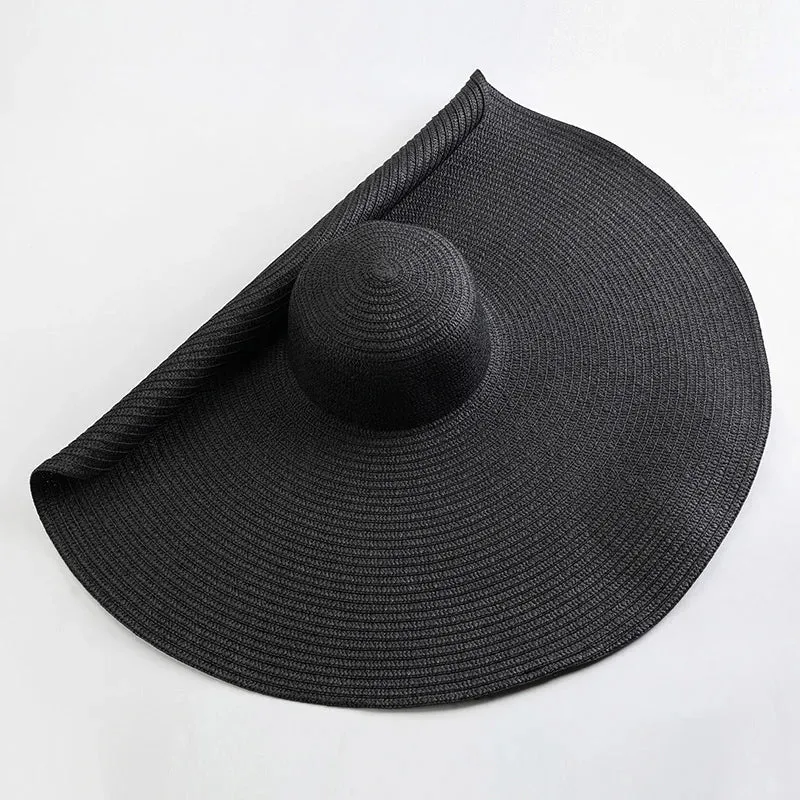 Oversized  Wide Brim Straw Hat UV Protection Floppy Foldable