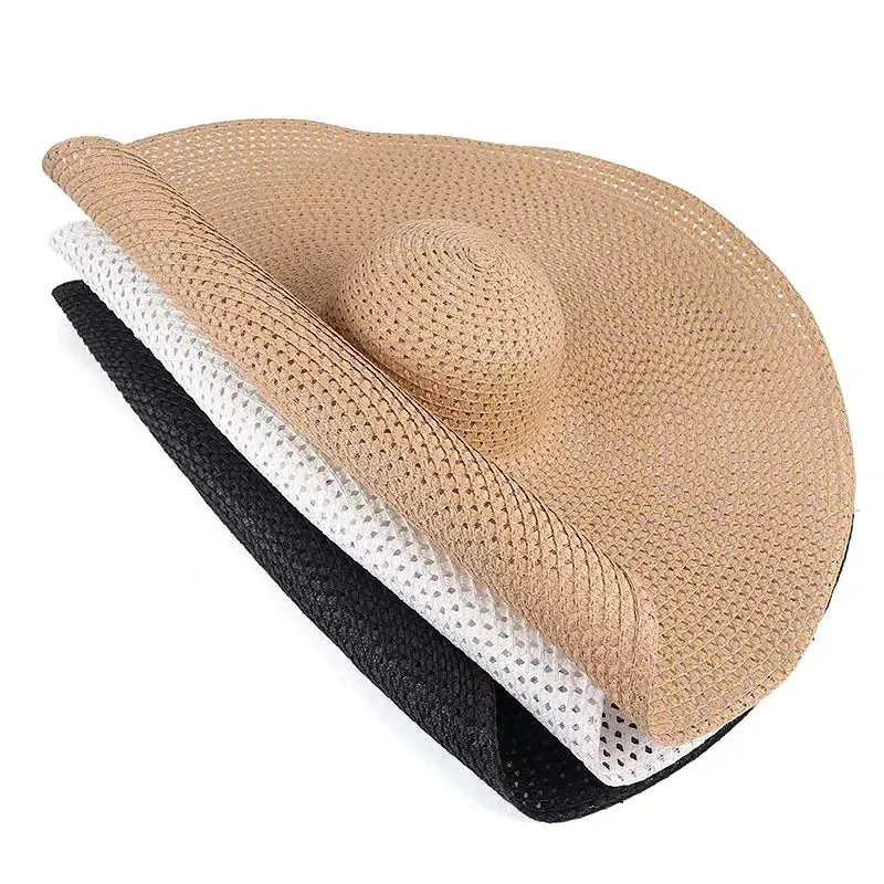 Oversized  Wide Brim Straw Hat UV Protection Floppy Foldable