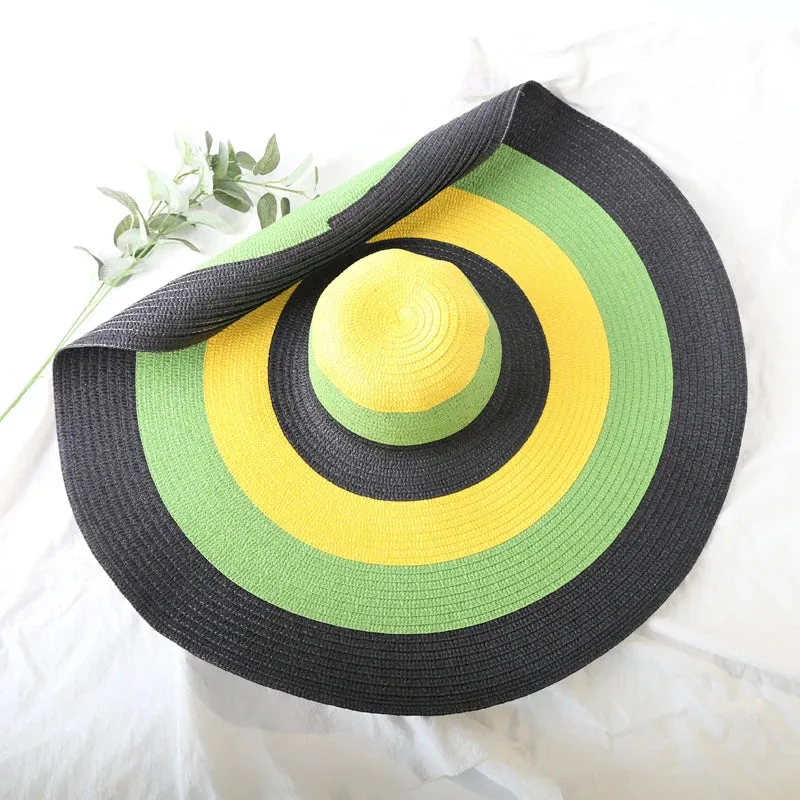 Oversized  Wide Brim Straw Hat UV Protection Floppy Foldable