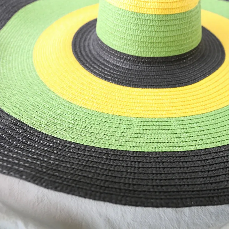 Oversized  Wide Brim Straw Hat UV Protection Floppy Foldable