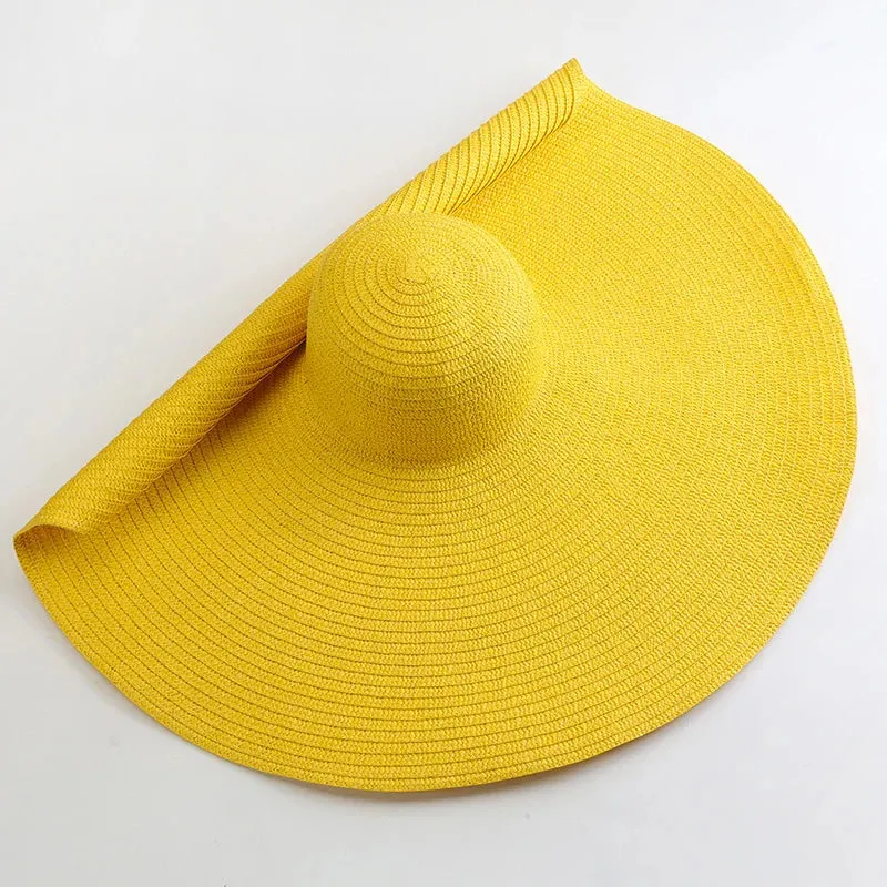 Oversized  Wide Brim Straw Hat UV Protection Floppy Foldable