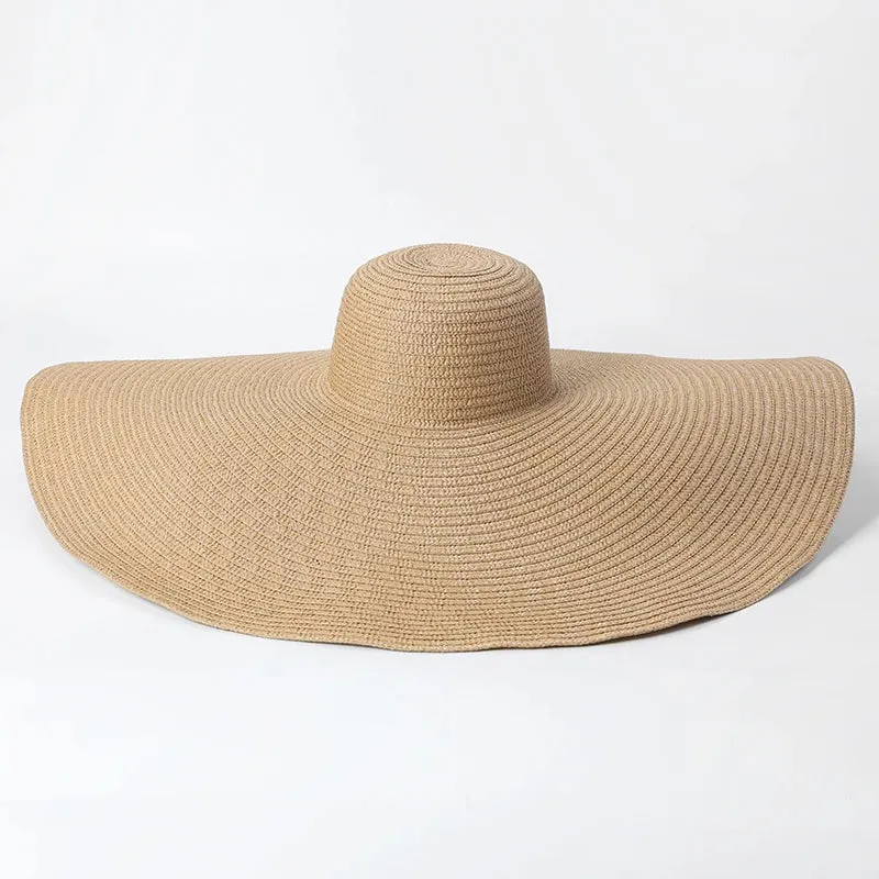 Oversized  Wide Brim Straw Hat UV Protection Floppy Foldable