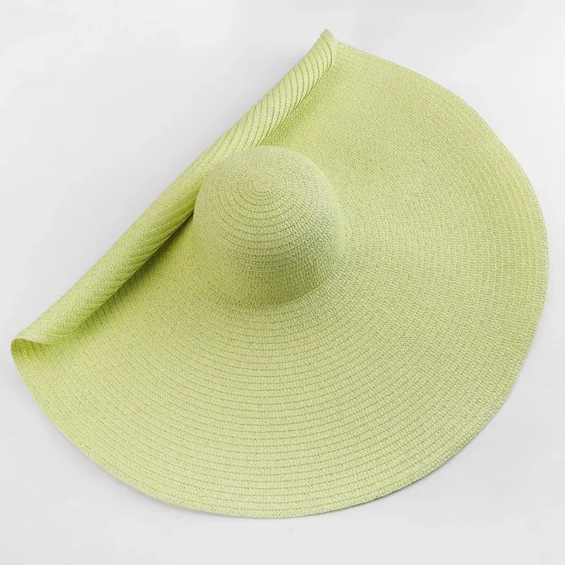 Oversized  Wide Brim Straw Hat UV Protection Floppy Foldable