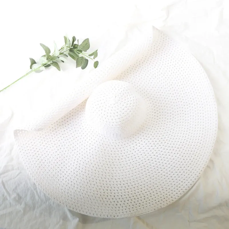 Oversized  Wide Brim Straw Hat UV Protection Floppy Foldable
