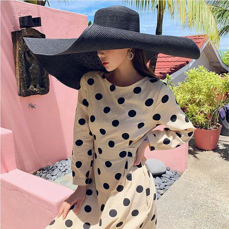 Oversized  Wide Brim Straw Hat UV Protection Floppy Foldable