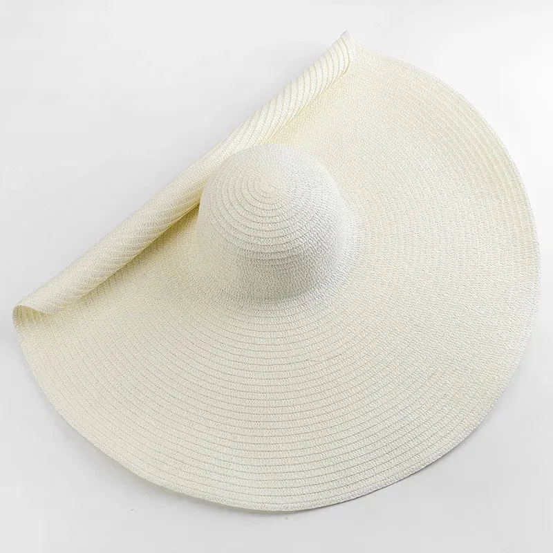 Oversized  Wide Brim Straw Hat UV Protection Floppy Foldable