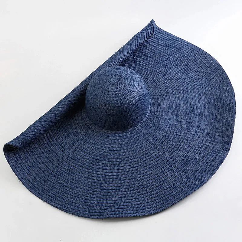 Oversized  Wide Brim Straw Hat UV Protection Floppy Foldable