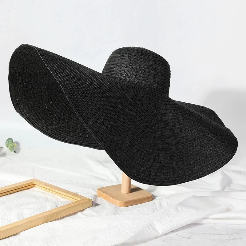 Oversized  Wide Brim Straw Hat UV Protection Floppy Foldable