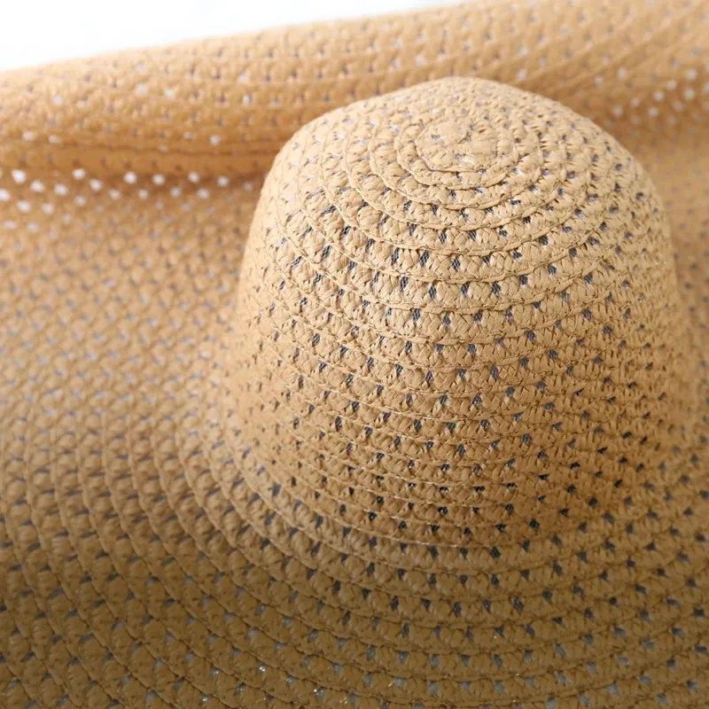Oversized  Wide Brim Straw Hat UV Protection Floppy Foldable