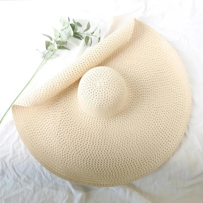 Oversized  Wide Brim Straw Hat UV Protection Floppy Foldable