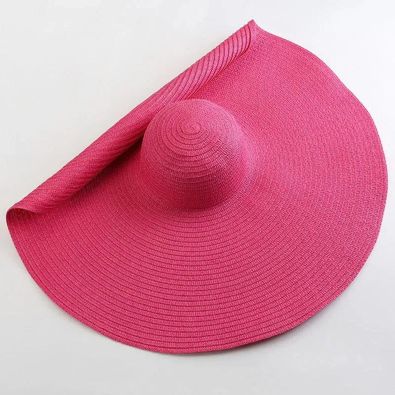 Oversized  Wide Brim Straw Hat UV Protection Floppy Foldable