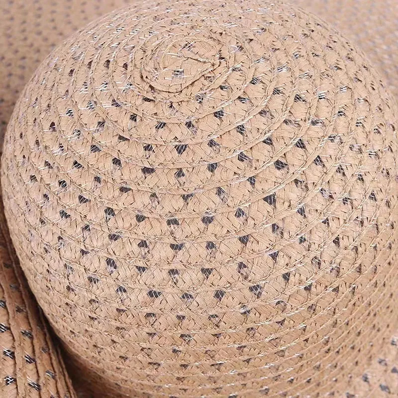 Oversized  Wide Brim Straw Hat UV Protection Floppy Foldable