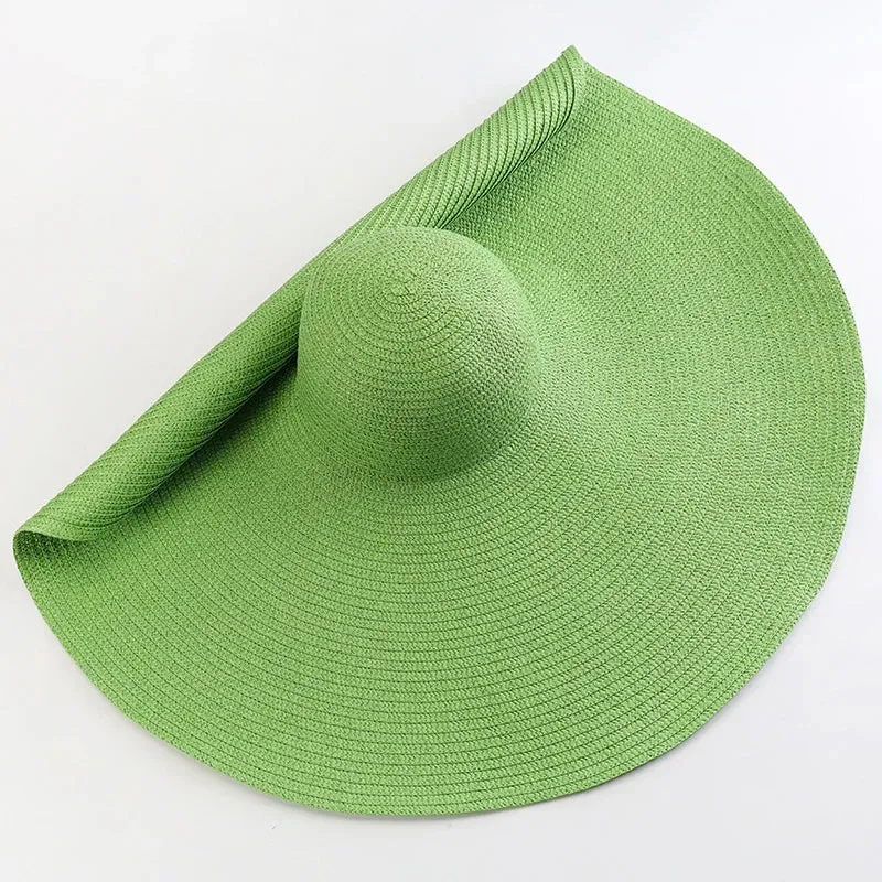 Oversized  Wide Brim Straw Hat UV Protection Floppy Foldable