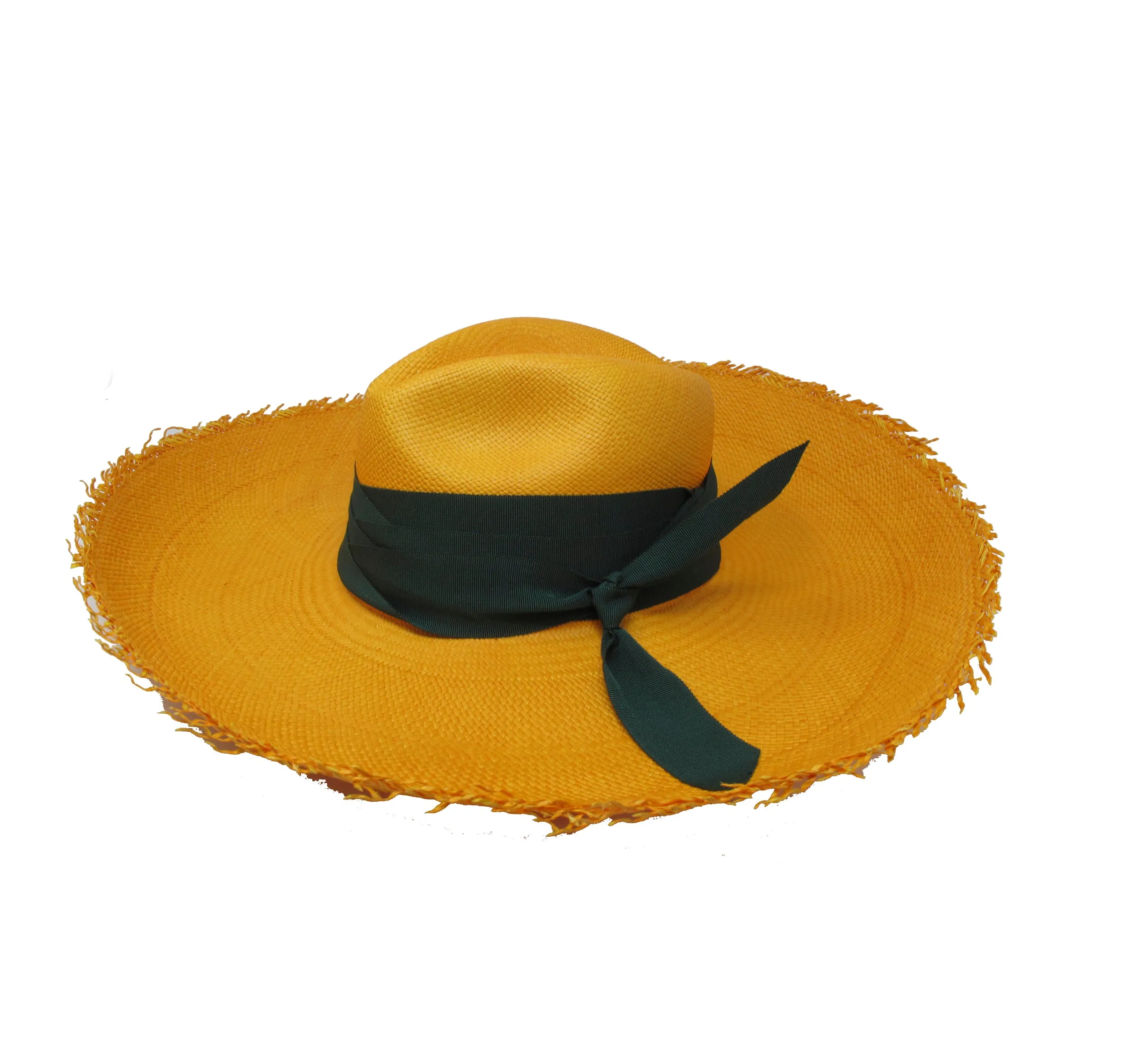 Panama Hat Frayed Long Brim With Triple Twist Band