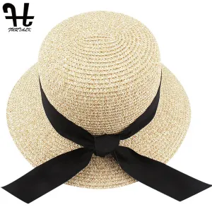 Panama Sun Hat for Women Summer Hat UV Protection Floppy Beach Straw Hat Wide Brim Travel Sun Cap