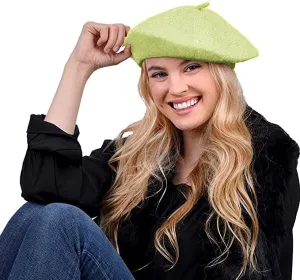 Parquet Solid Color French Wool Beret. Classic French, Casual and Chic Lightweight Lime…