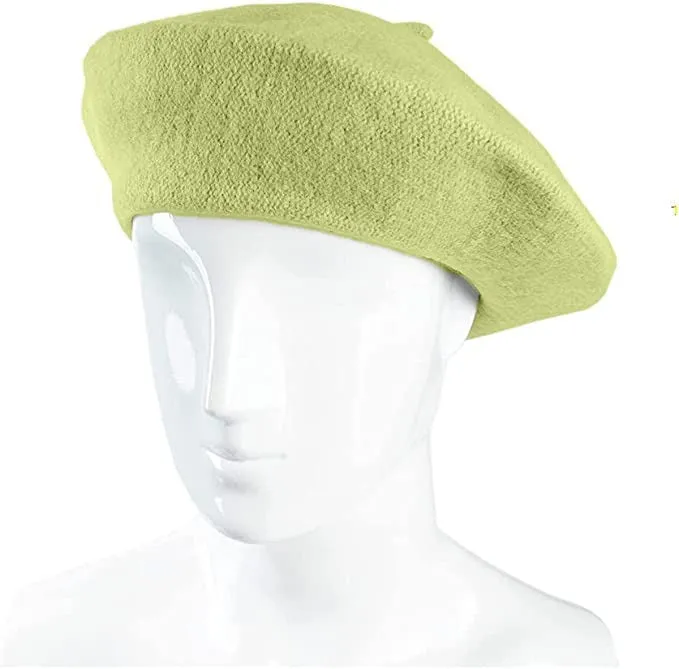 Parquet Solid Color French Wool Beret. Classic French, Casual and Chic Lightweight Lime…