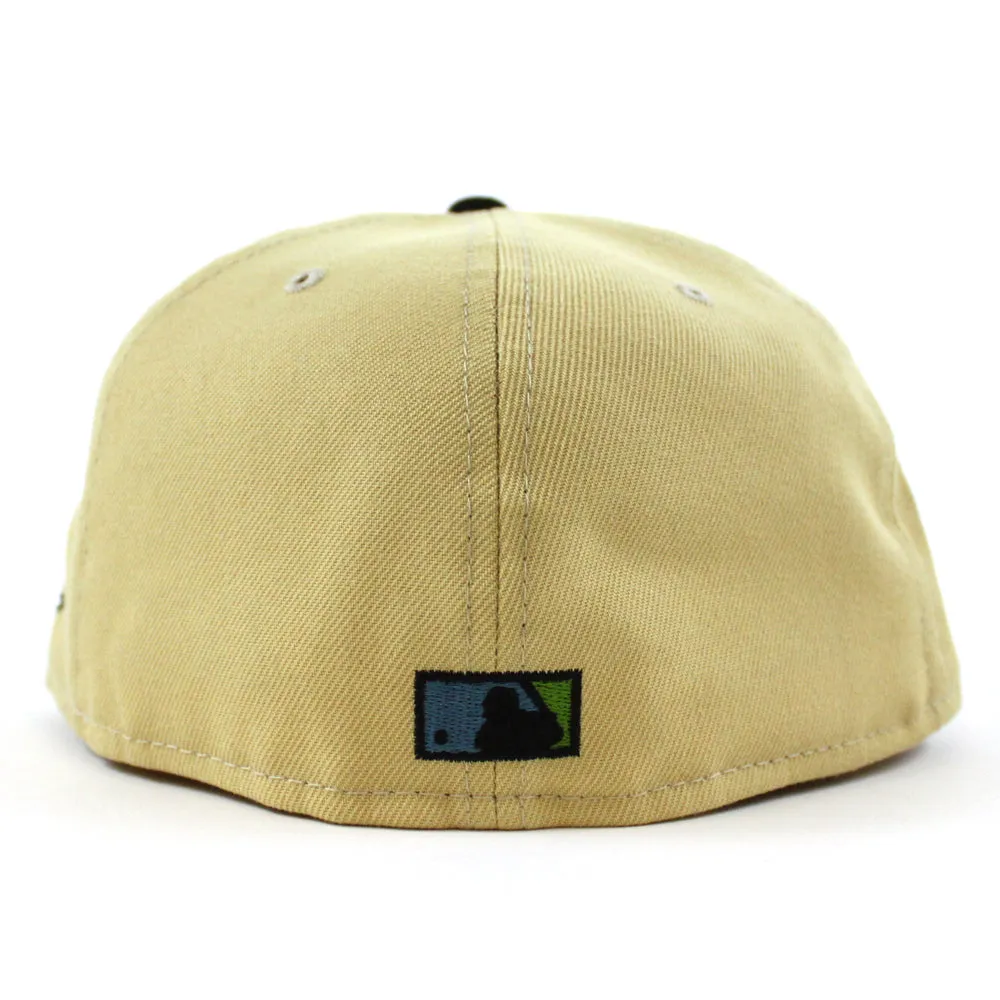Philadelphia Phillies Veterans Stadium 59Fifty New Era Fitted Hat (VEGAS GOLD BLACK BIRDSEYE BLUE Under Brim)