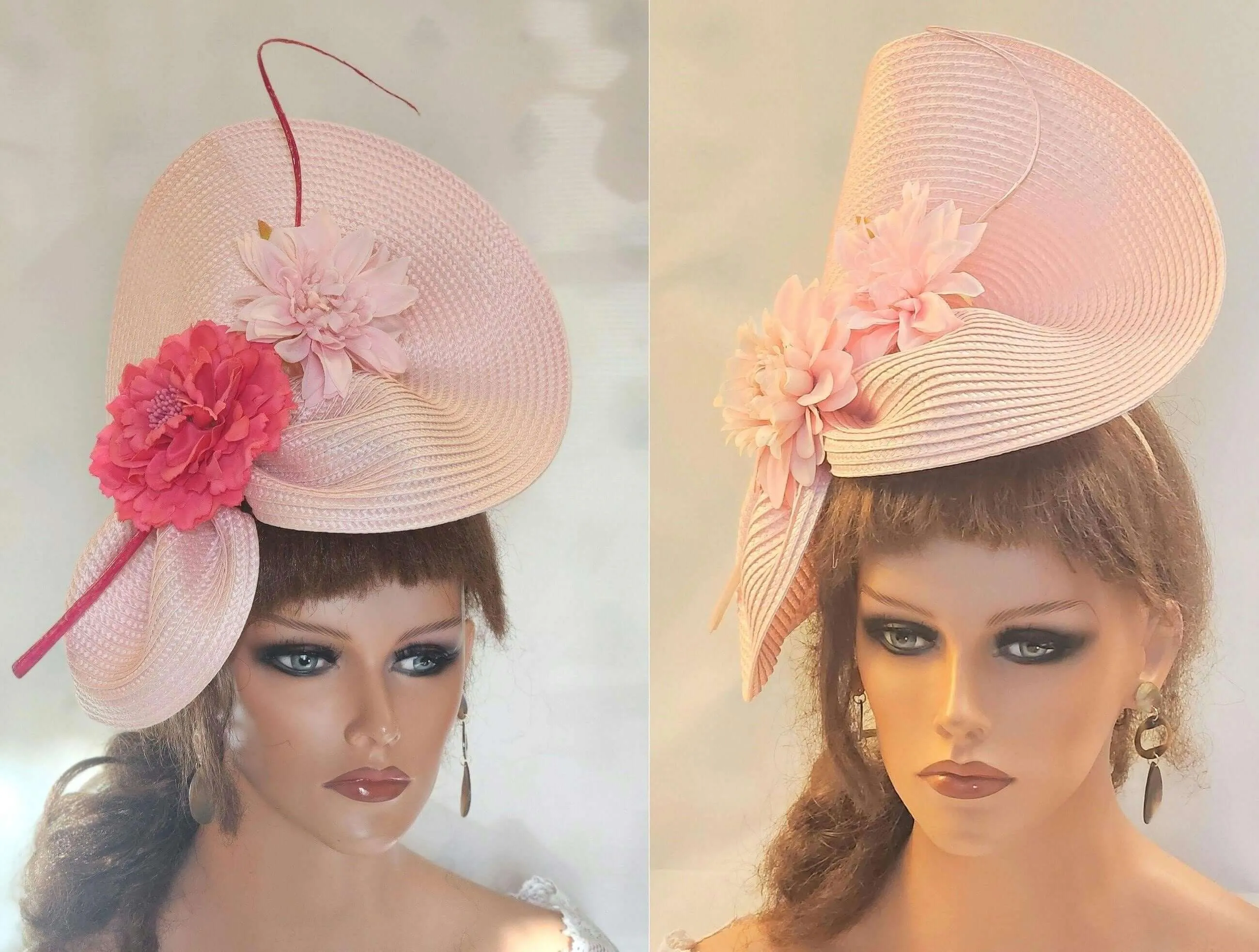 PINK FASCINATOR #Pink Fuchsia Hatinator Pink floral quil Kentucky derby Ascot fascinator Wedding Mother of bride hat Church Hat fascinator