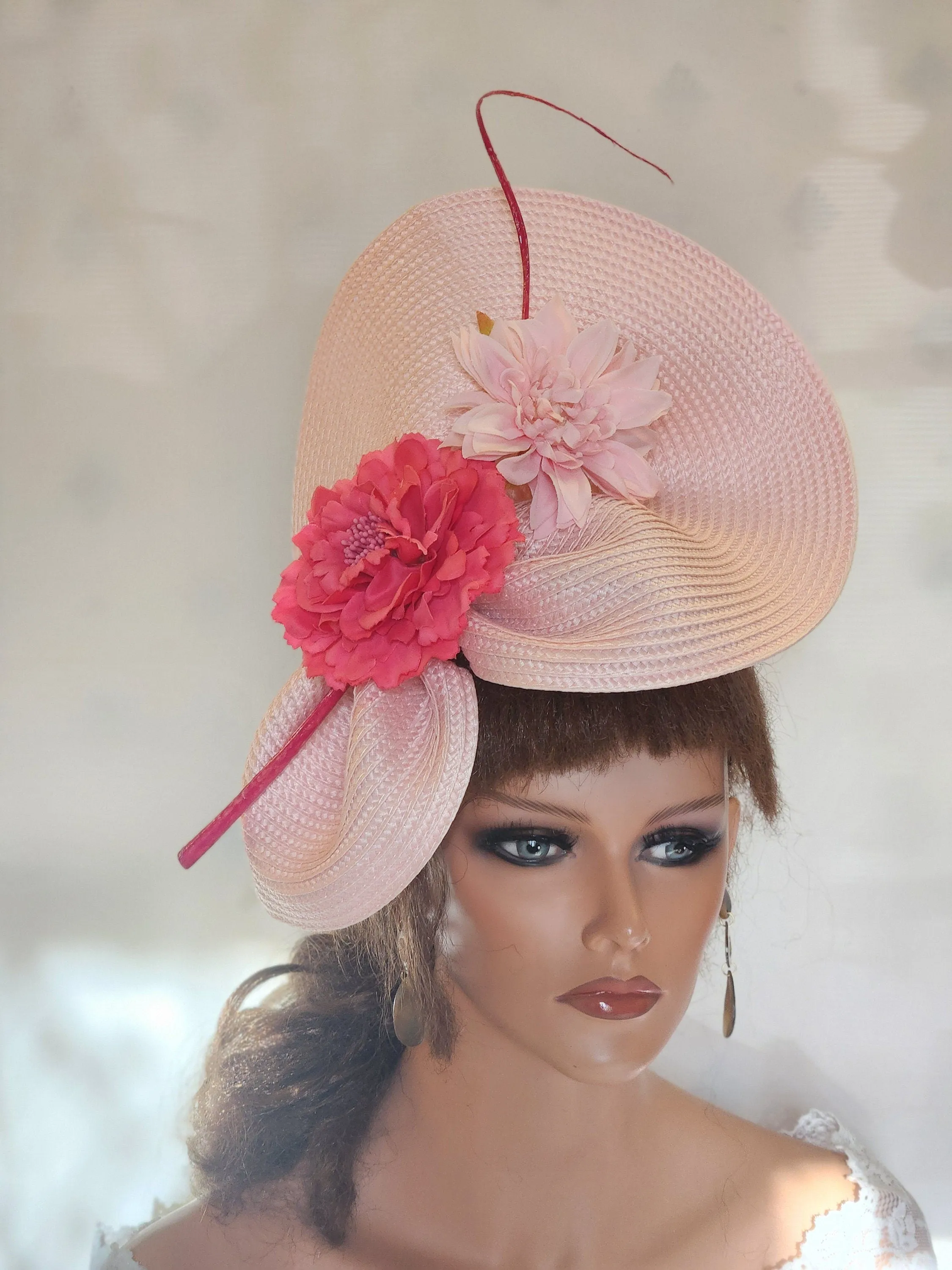 PINK FASCINATOR #Pink Fuchsia Hatinator Pink floral quil Kentucky derby Ascot fascinator Wedding Mother of bride hat Church Hat fascinator