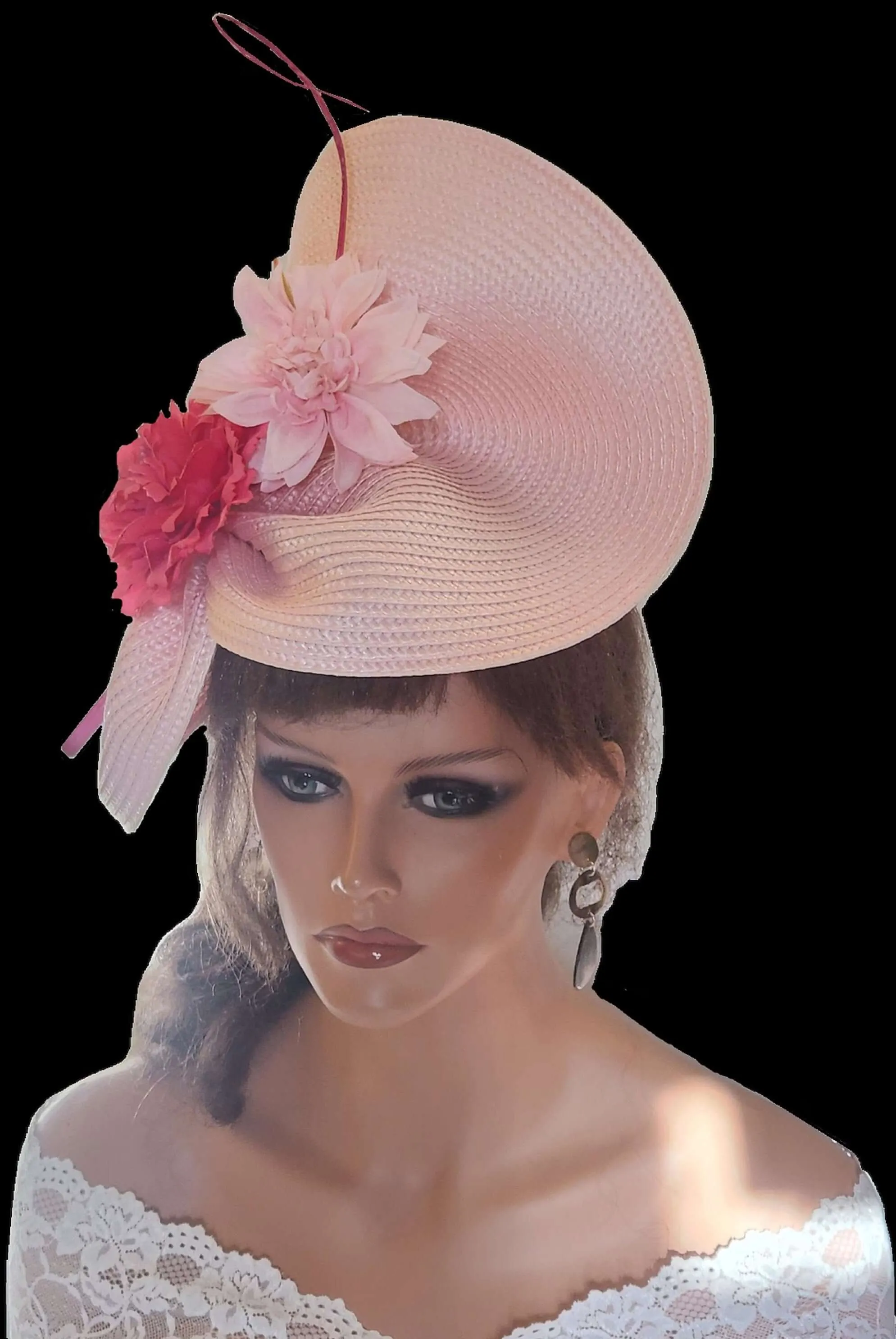 PINK FASCINATOR #Pink Fuchsia Hatinator Pink floral quil Kentucky derby Ascot fascinator Wedding Mother of bride hat Church Hat fascinator